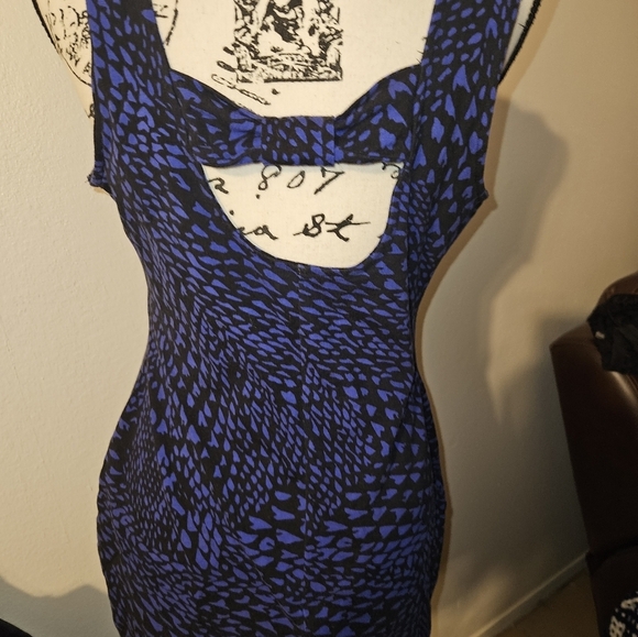 Womans Mini Blue And Black Tank Dress - Picture 5 of 10